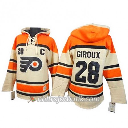 Män Ishockey Philadelphia Flyers Claude Giroux 28 Cream Sawyer Hooded Sweatshirt
